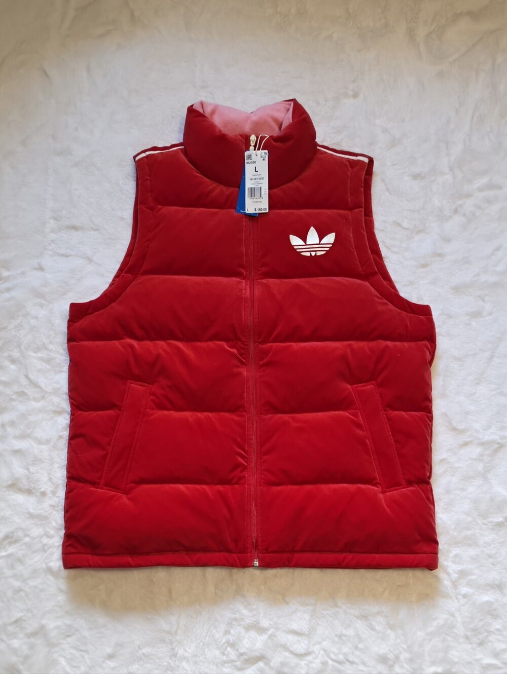 NWT Adidas Originals Adicolor 70s Velvet Vest | Scarlet Red, L